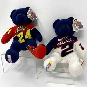 Lot of 2 Bears Nascar Bear JEFF GORDON 24 & Rusty Wallace 2, Plush Toy Kids